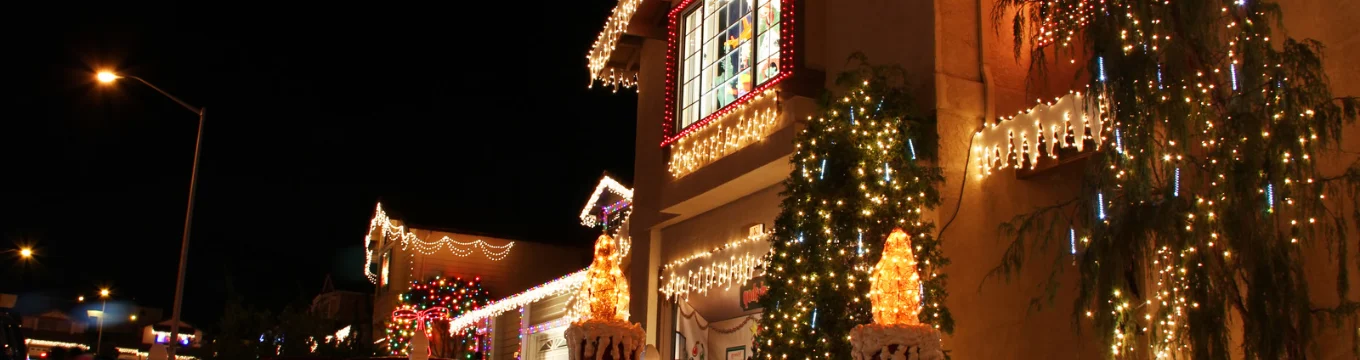 House and trees lit with professional holiday lights in Connecticut